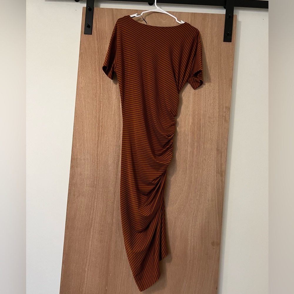 Zara Rust Orange Ruched Dress - Picture 4 of 8